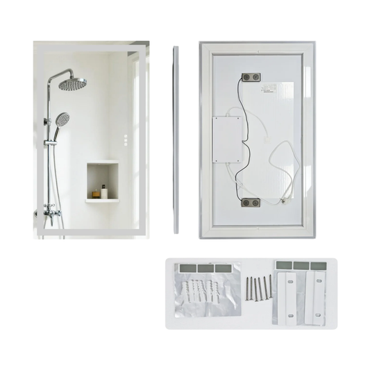 60x80cm Backlit LED Vanity Mirror Bluetooth Anti-Fog Waterproof