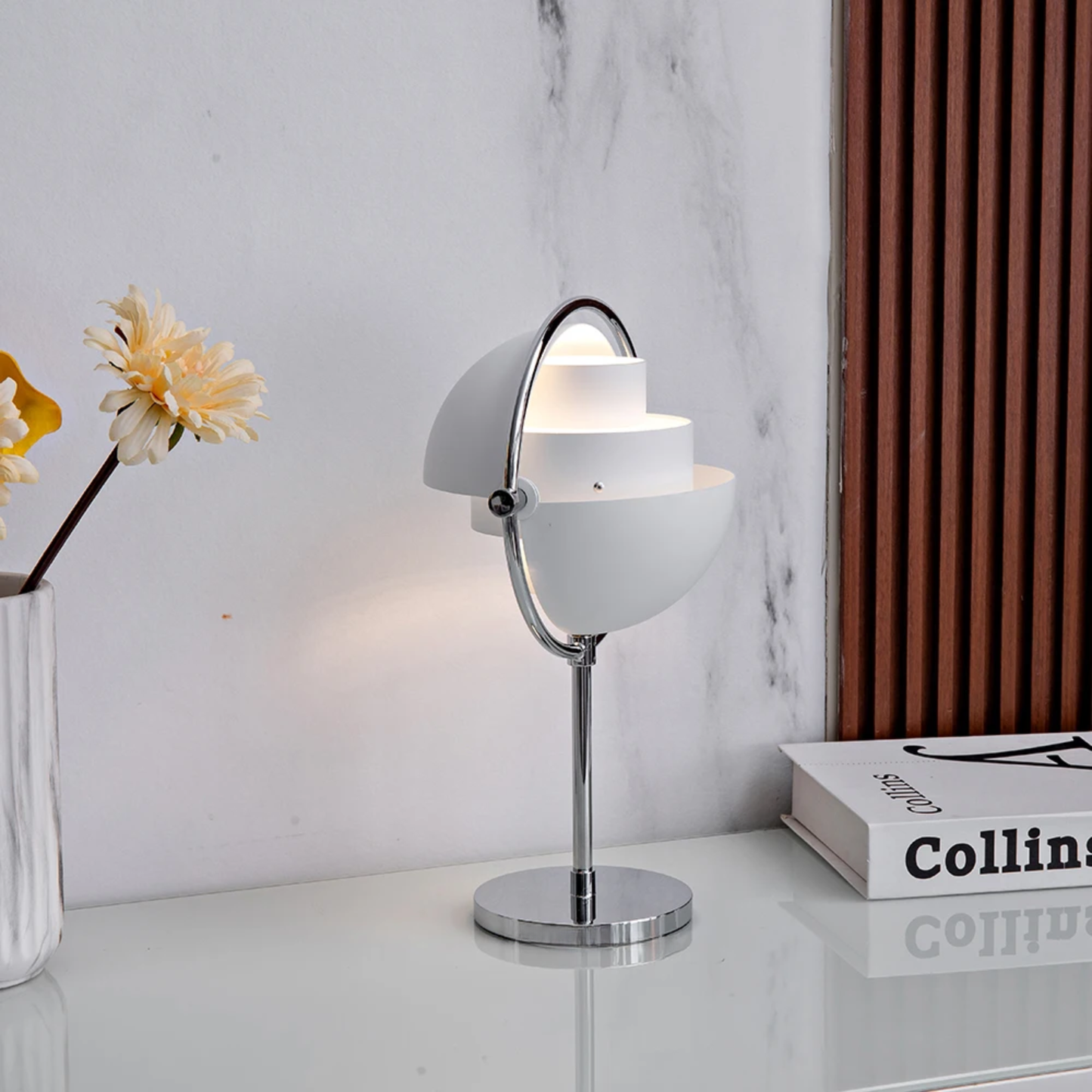 Modern White Desk Lamp Adjustable Metal Table Light