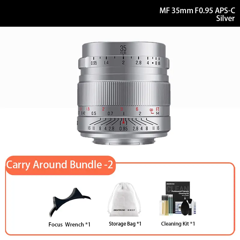 APS-C 35mm F0.95 Portrait Camera Lens Fuji XF Silver