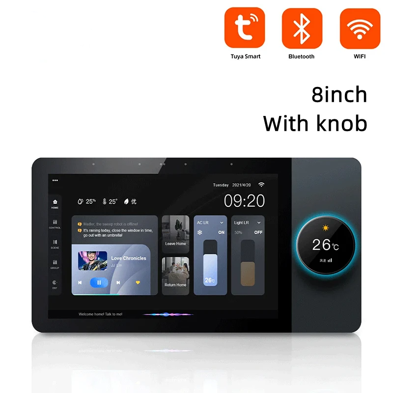 8" Smart Home Control Panel with Knob ZigBee WiFi Gateway