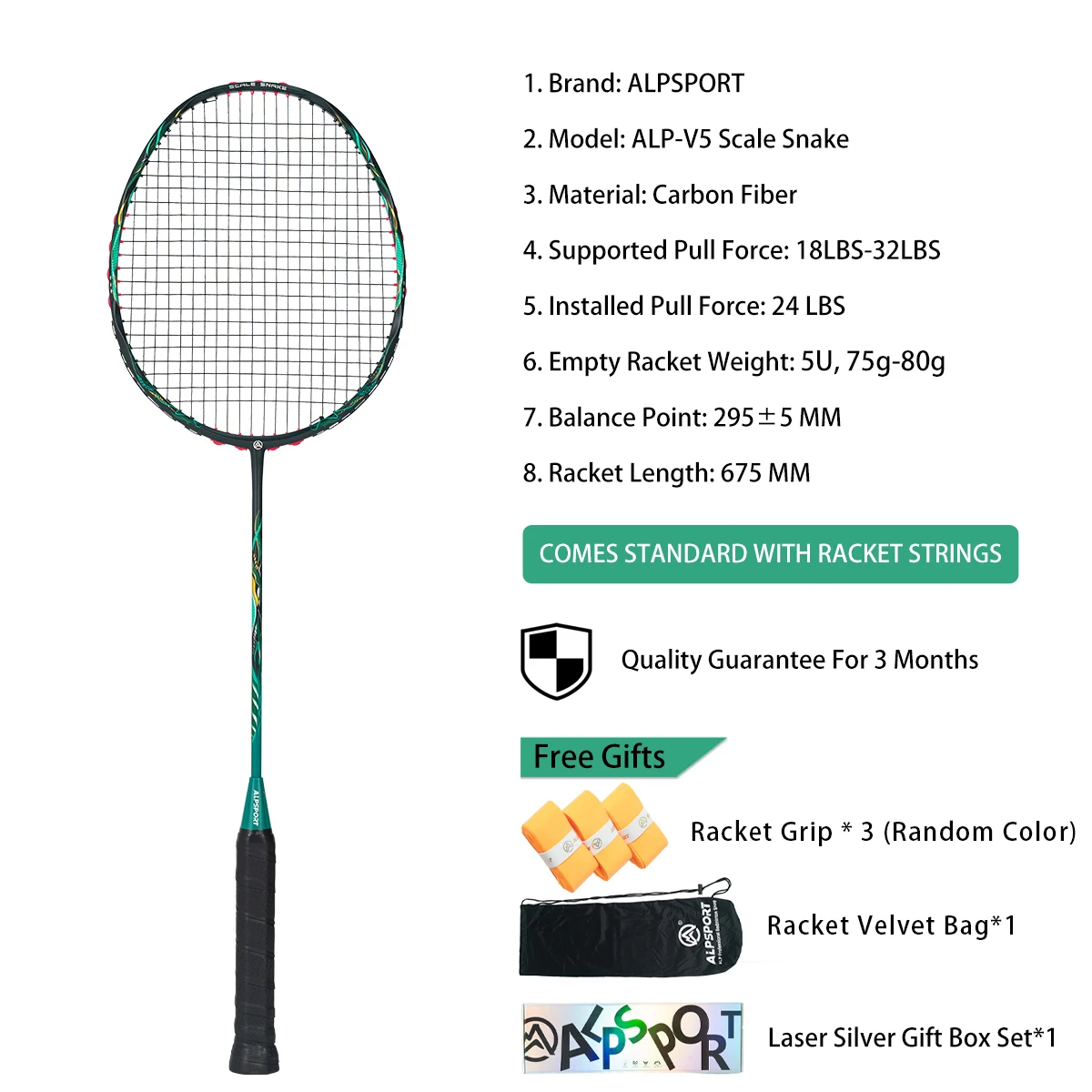 Pro 4U Lightweight Badminton Racket Black Boxed