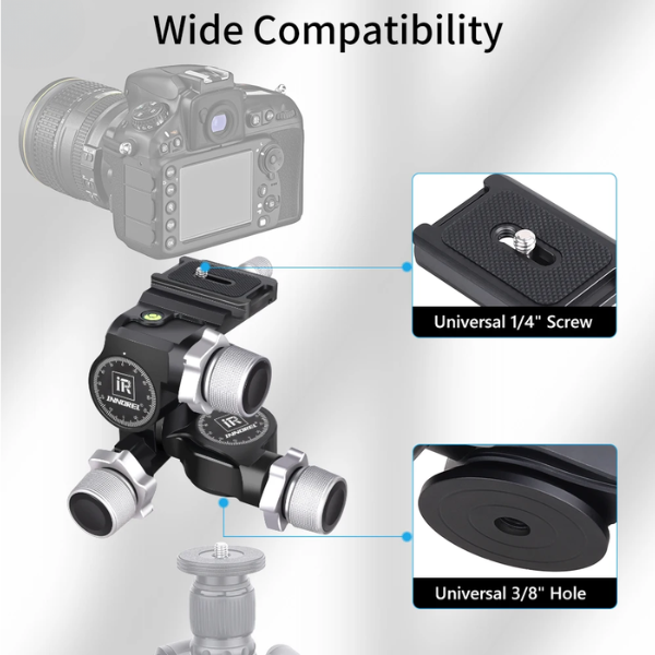 CNC Geared Tripod Head with Arca Quick Release Plate