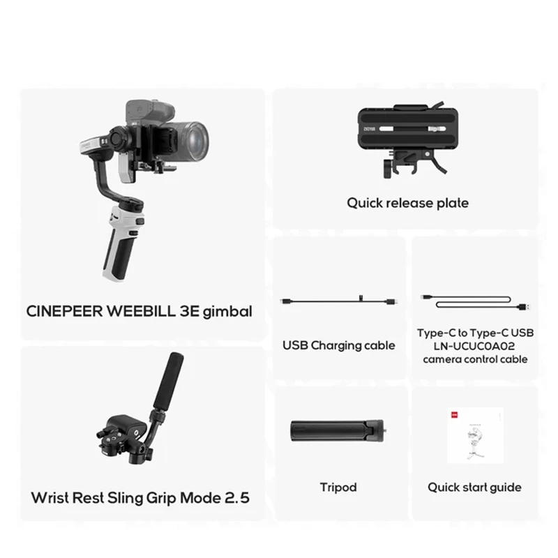 3 Axis Camera Gimbal Stabilizer with Grip Mode 2.5
