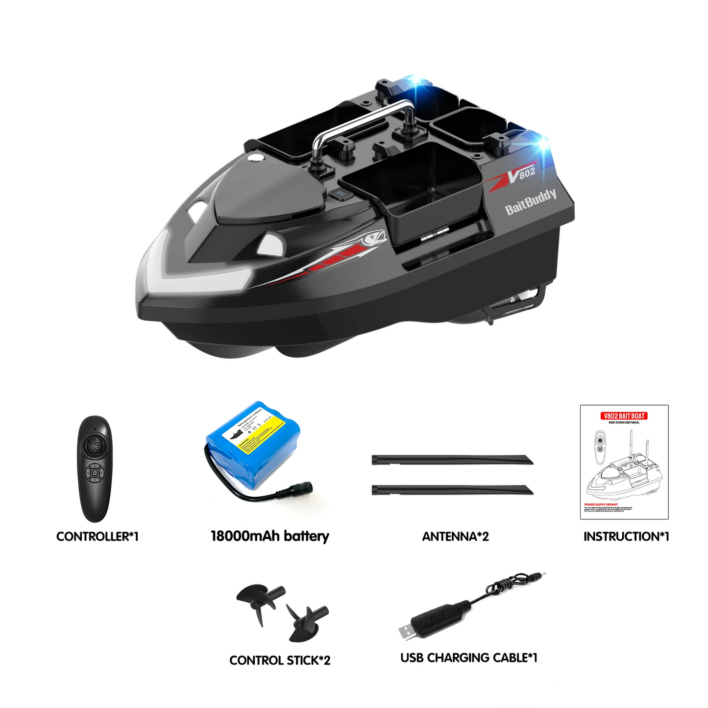 Heavy Duty Bait Boat 18000mAh 500M Range