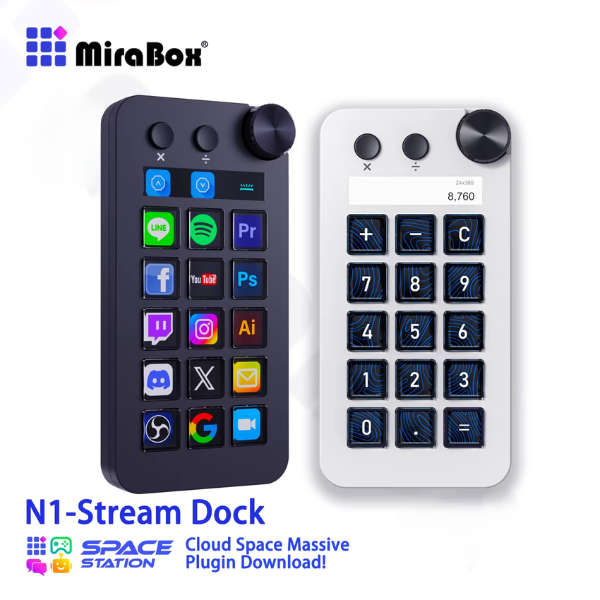 Stream Deck Controller with Programmable Keys and Rotary Knob
