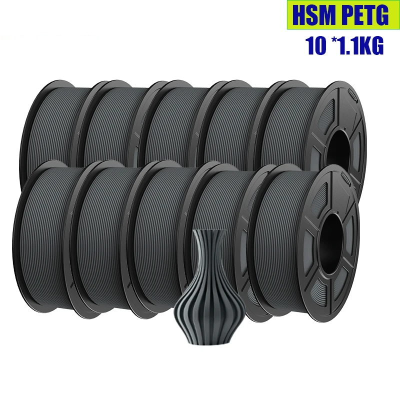 Non-Toxic Gray PETG Filament 1.75mm 10 Pack
