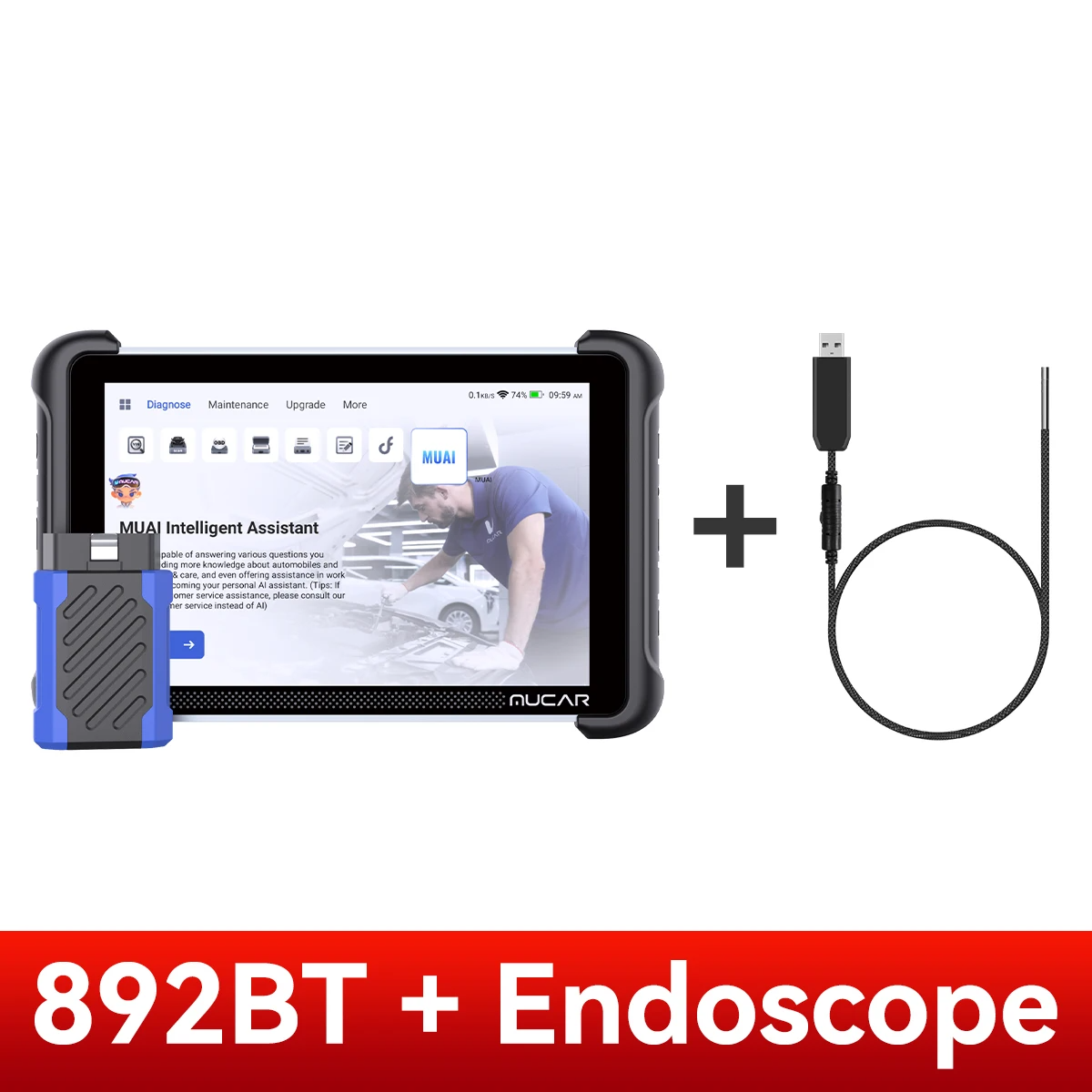 OBD2 Scanner with Built-In Endoscope Inspection