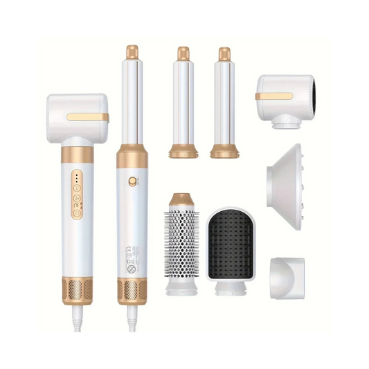 7-in-1 Ionic Hair Dryer Brush Set White