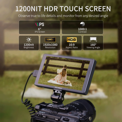 Portable 6 Inch High-Brightness 1200nit Field Monitor for Video