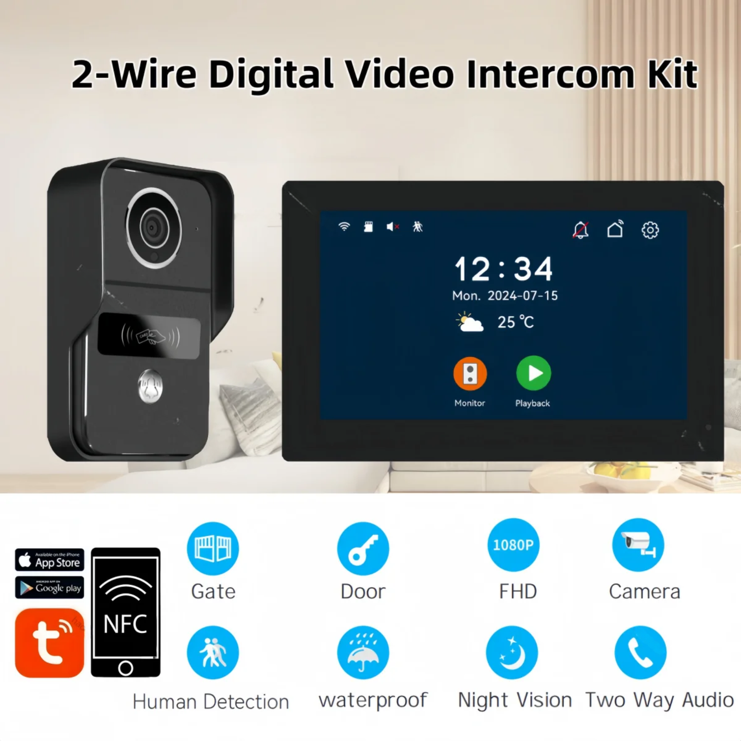 7-Inch Video Doorbell with 1080P Camera & Lock