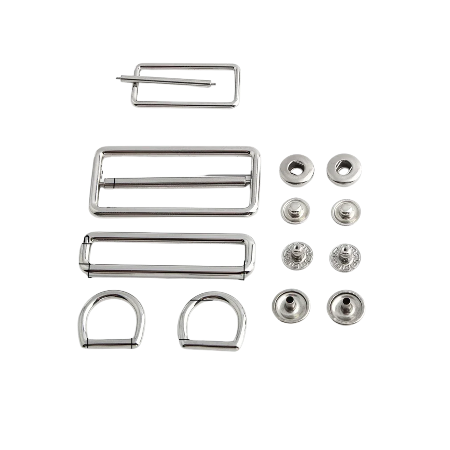 5 Sets Silver Rectangle Bag Clasp Locks Stainless Steel