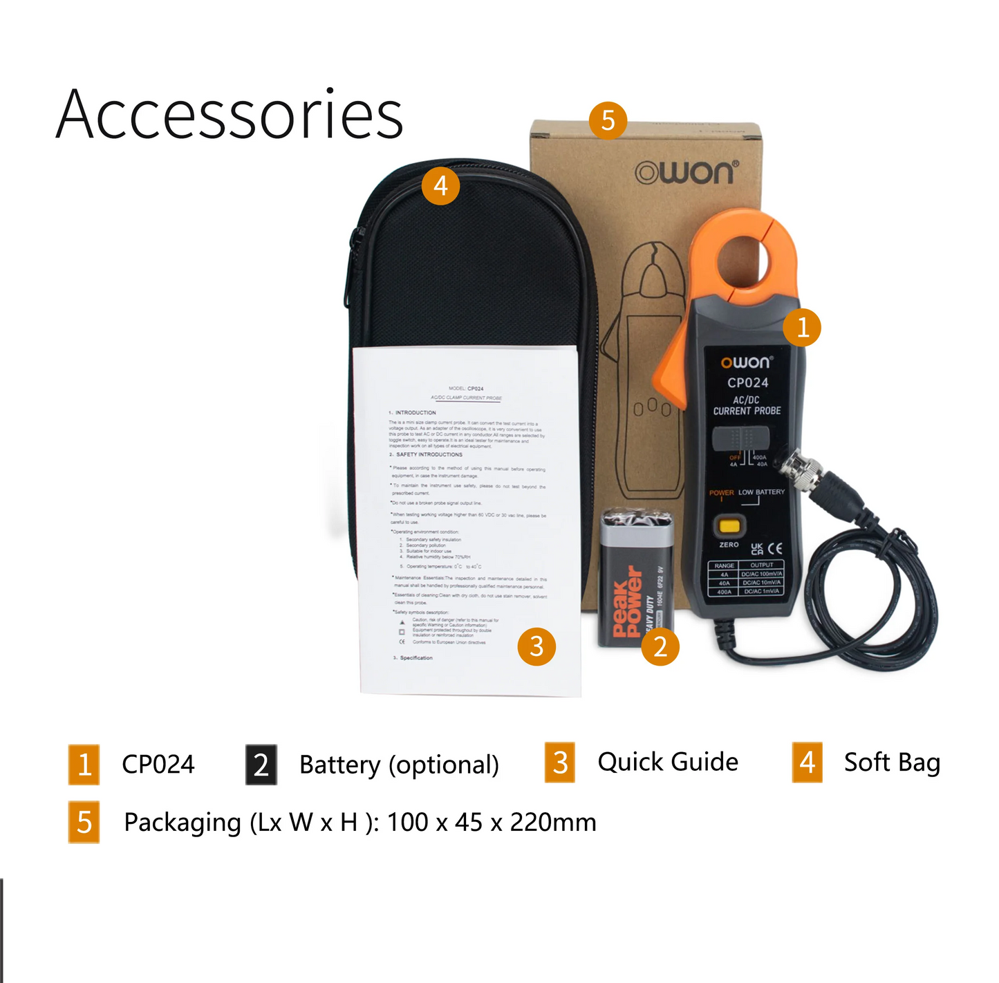 High Precision 400A Current Clamp Probe with 23mm Jaw