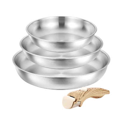 Stainless Steel Frying Pan Set with Removable Handle