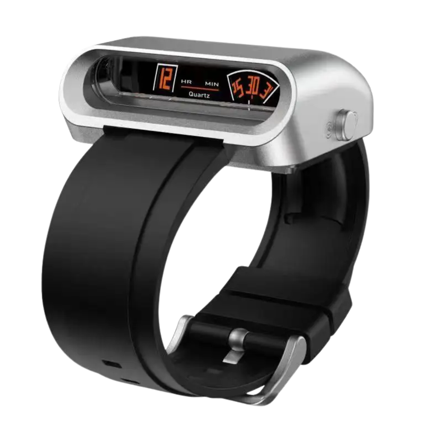 Silver Black Sport Watch with Durable Waterproof Design