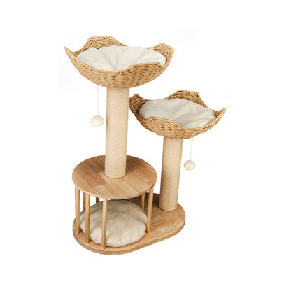 3-Tier Cat Tree with Plush Perches and Sisal Scratching
