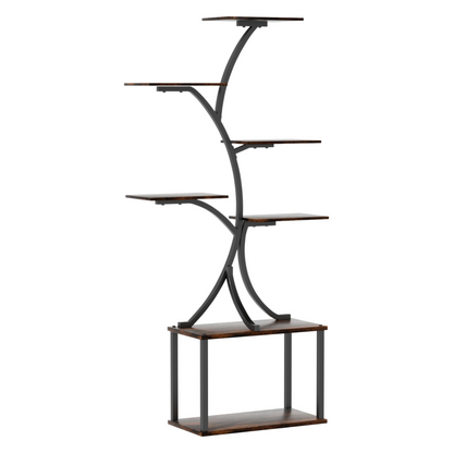 Tree Shaped Plant Stand with Multiple Display Shelves