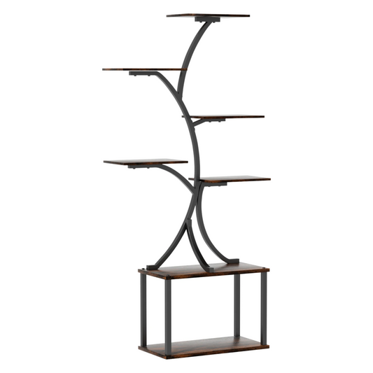 Tree Shaped Plant Stand with Multiple Display Shelves