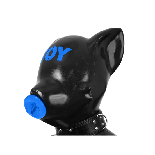 Blue Silicone Puppy Play Mask Cosplay Hood