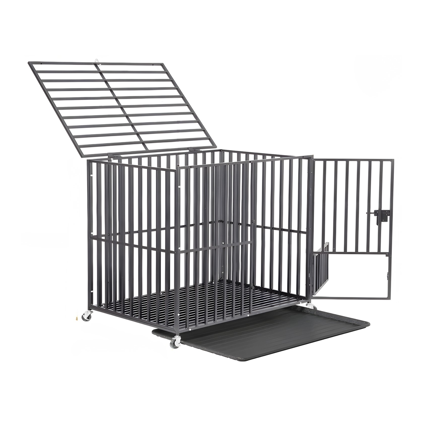 L Dog Playpen with Divider Tray and Lockable Doors