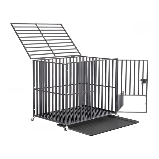 L Dog Playpen with Divider Tray and Lockable Doors