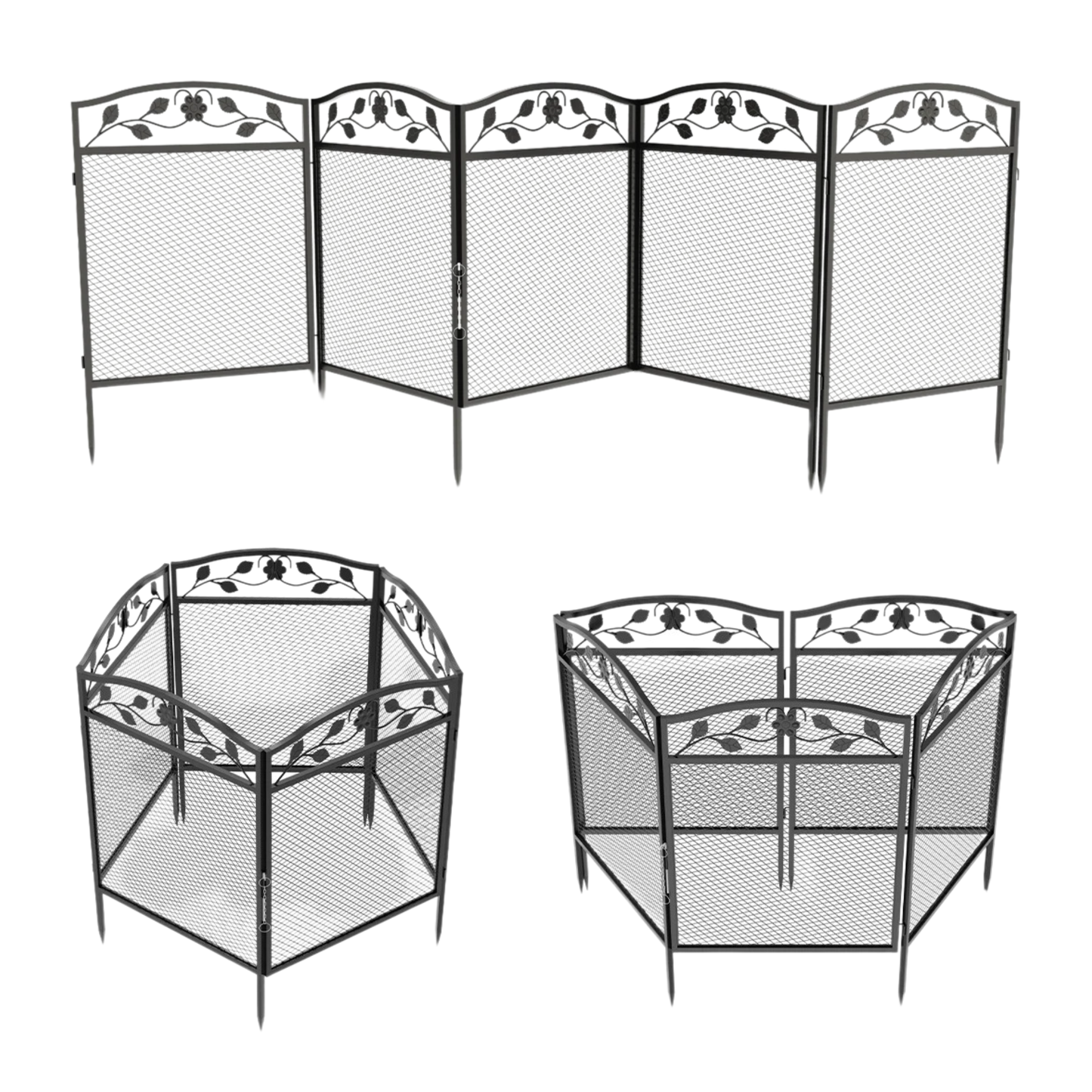 Portable Metal Pet Fence Barrier 5 Panel Safety Latch