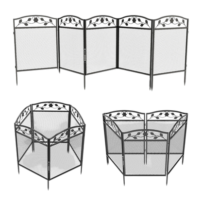 Portable Metal Pet Fence Barrier 5 Panel Safety Latch