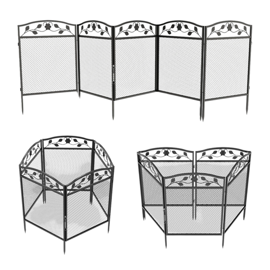 Portable Metal Pet Fence Barrier 5 Panel Safety Latch