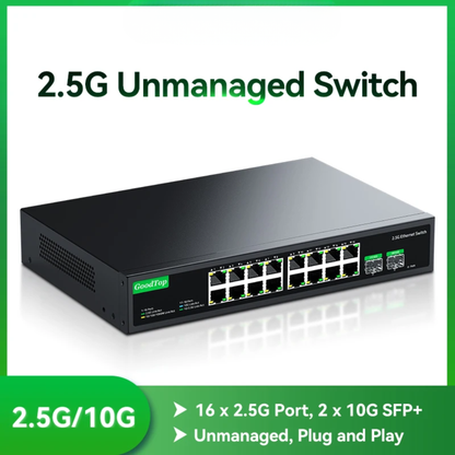16 Port 2.5G Ethernet Switch with Dual 10G SFP Uplink