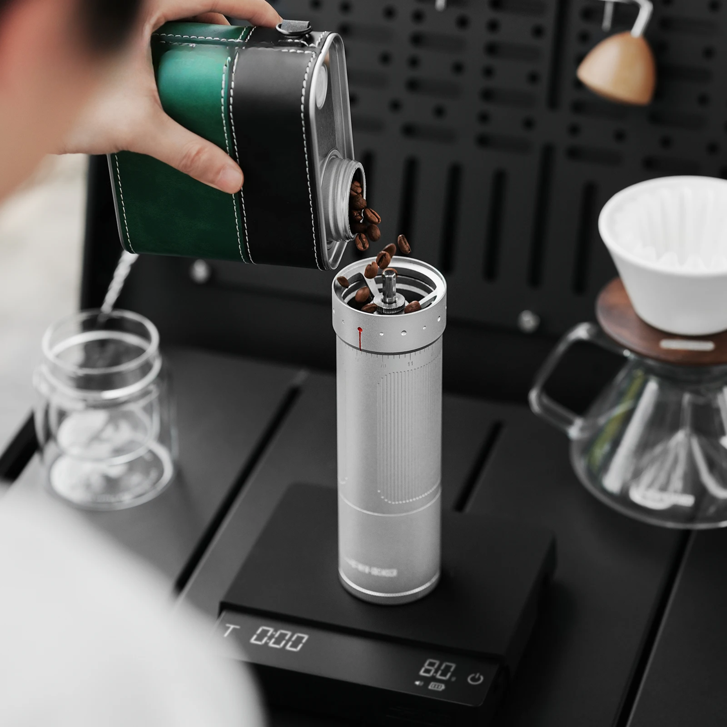 Stainless Steel Manual Coffee Grinder with Adjustable Conical Burr