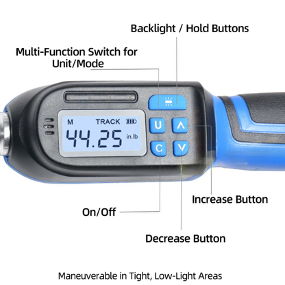 Electronic Blue Torque Wrench with Open End Spanner Head