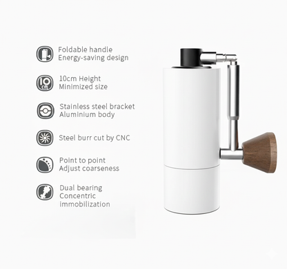 Portable Manual Coffee Grinder Adjustable Burr Mill White