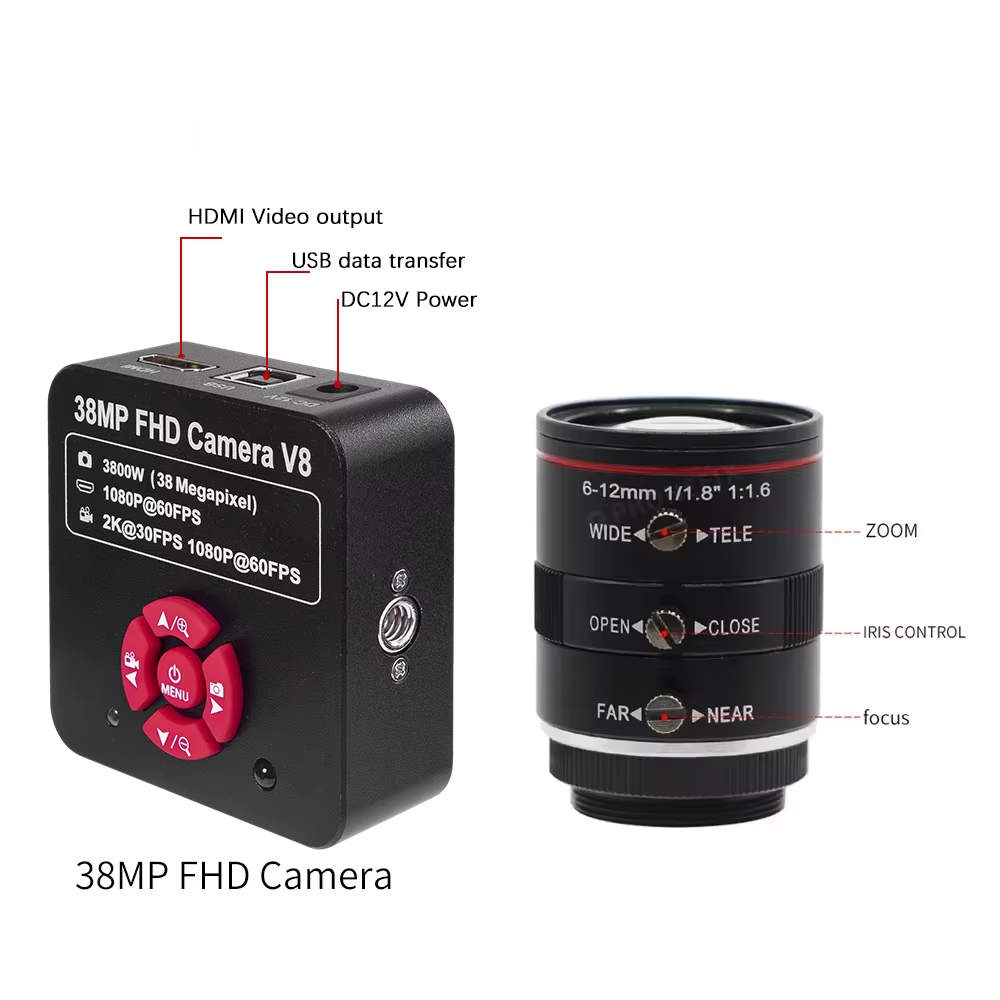 38MP HDMI USB Camera with 6-12mm Varifocal Lens