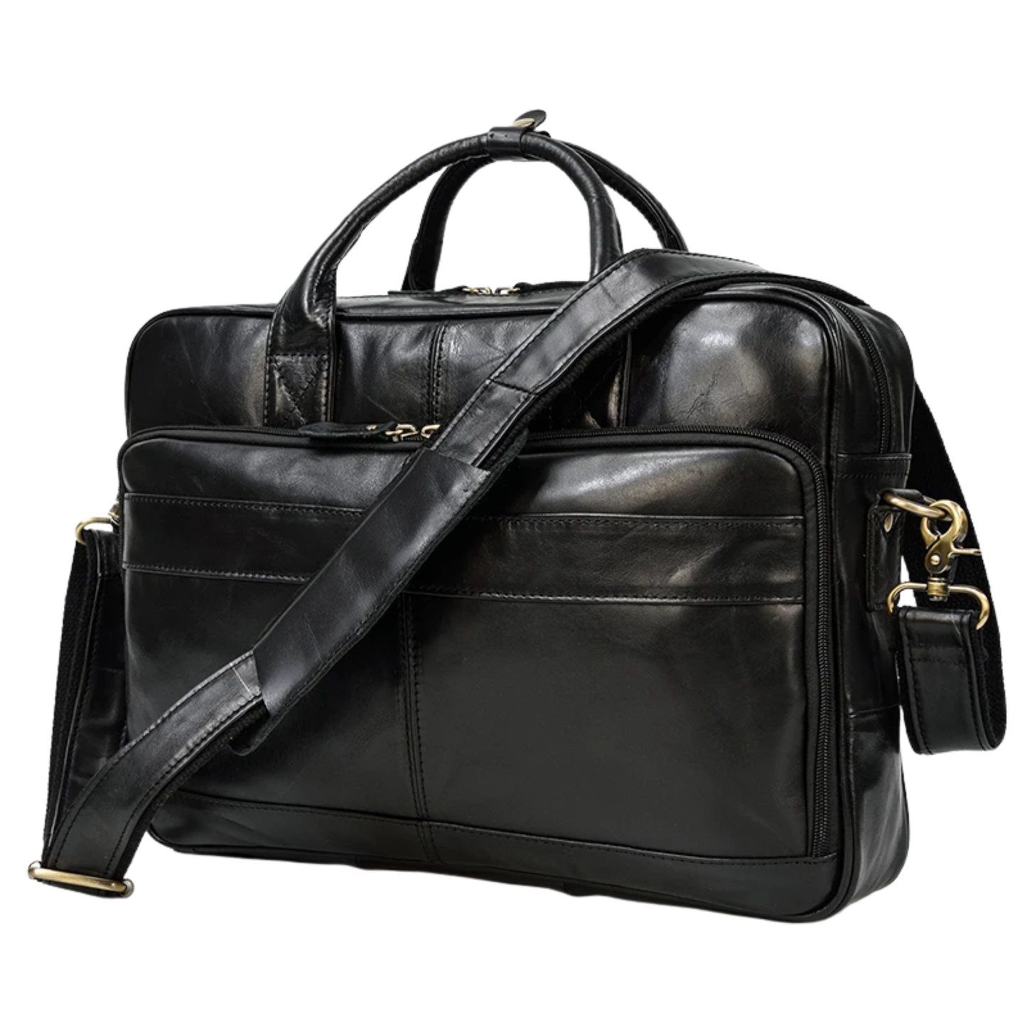 Black Oil Leather 16 Business Laptop Messenger Bag