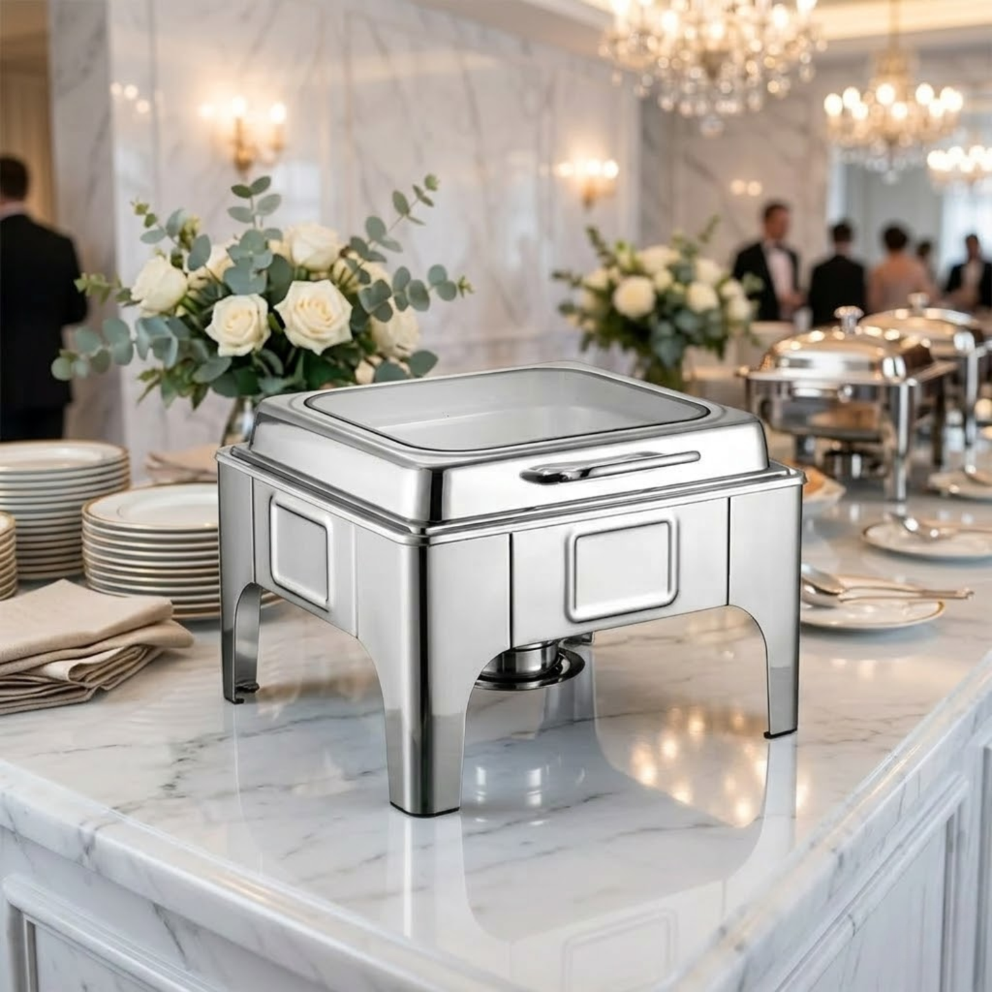 6L Stainless Steel Chafing Dish Buffet Warmer Flip-Top Lid