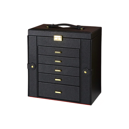 Large Black Jewelry Storage Box Five Layer Display Organizer