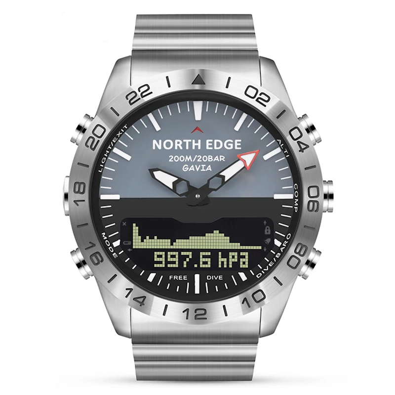 Rugged Steel Dive Smartwatch 200m Waterproof with Altimeter and Compass