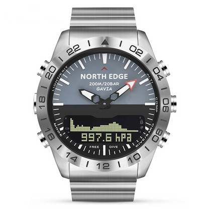 Rugged Steel Dive Smartwatch 200m Waterproof with Altimeter and Compass
