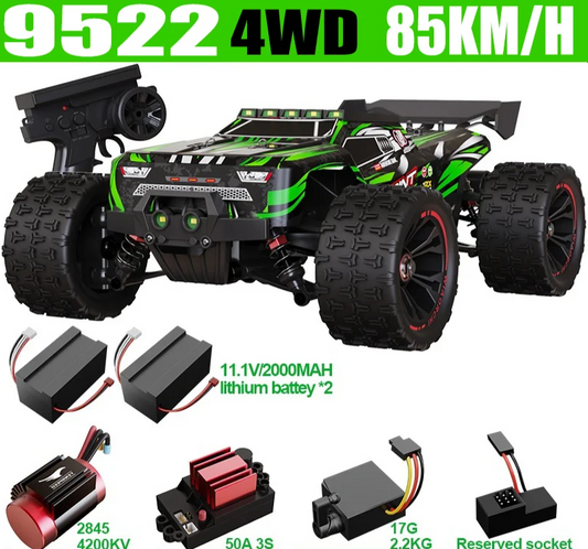 85KMH RC Car 1:16 Brushless 4WD Green 2 Batteries