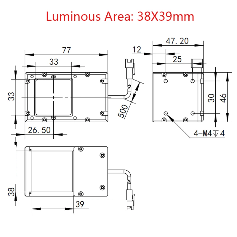 Red Optical LED Light for Inspection 40x40mm