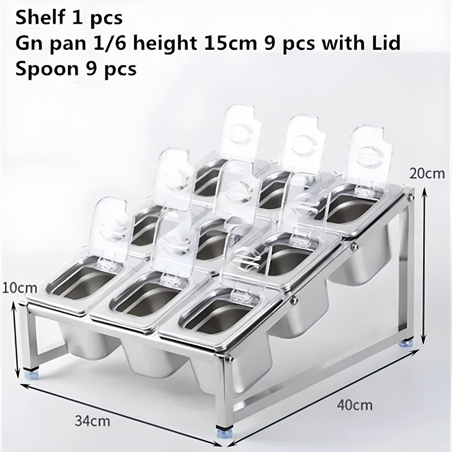 9 Piece Transparent GN Pans Buffet Storage Container Set