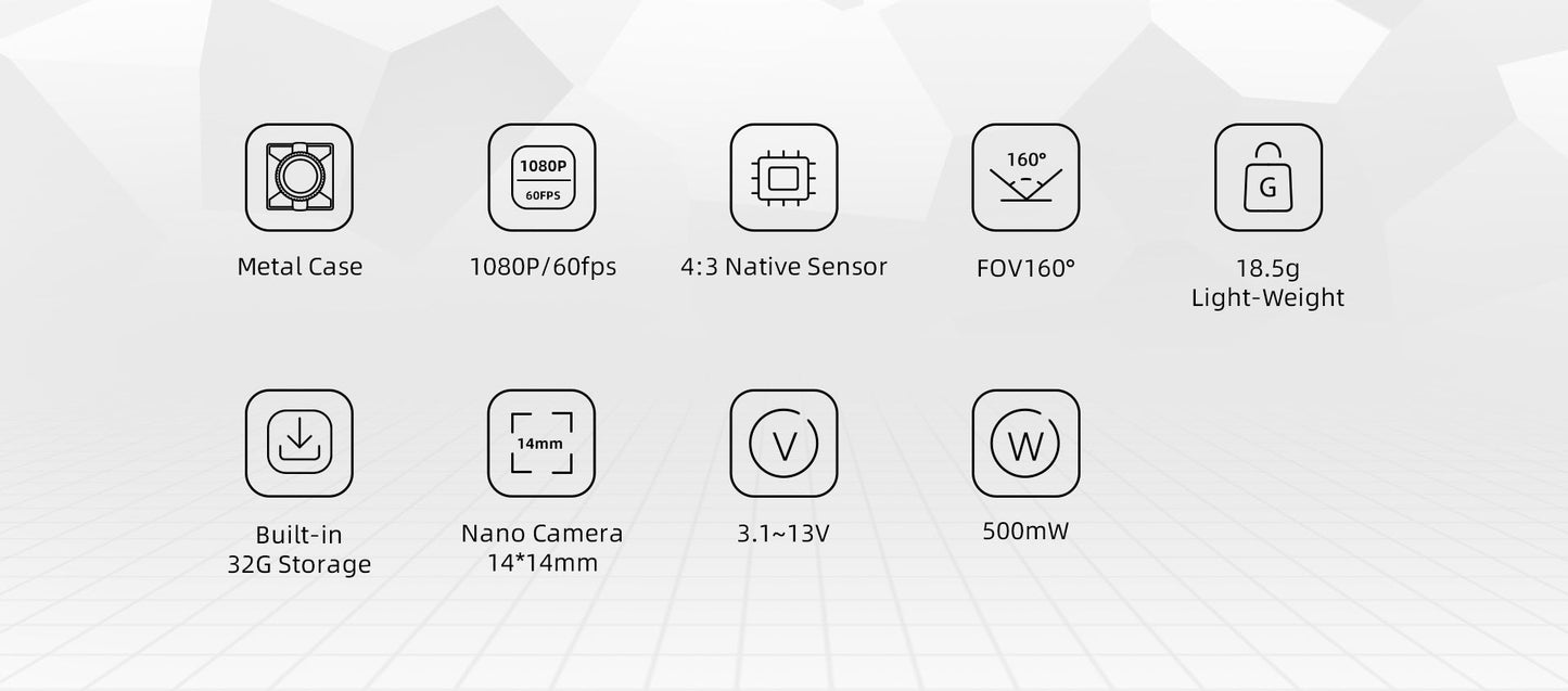 HD Nano FPV Camera Kit 1080P 60fps with 9cm Cable