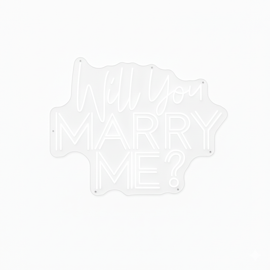 50x40cm Will You Marry Me LED Neon Sign White Light