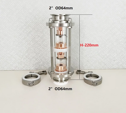 3-Tier 2 Inch Distillation Column Copper Bubble Plate Set