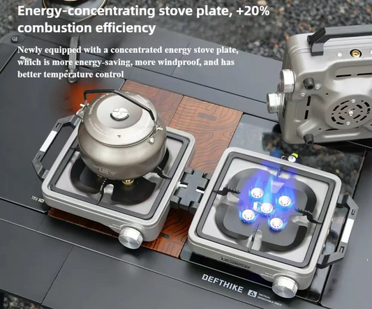 Portable Double Burner Camping Gas Stove 8800W Grey