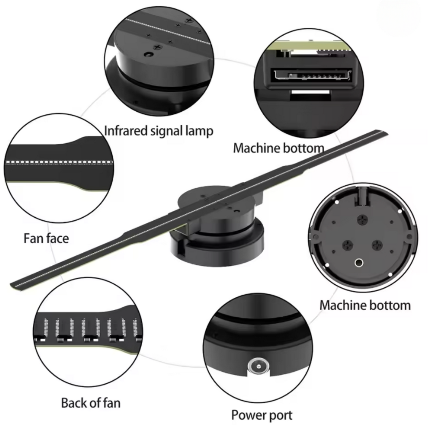 Portable 3D Hologram Fan Projector with WiFi Display