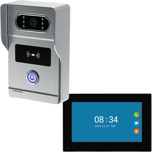 Wireless Video Doorbell 7" Monitor Smart Home Intercom Kit