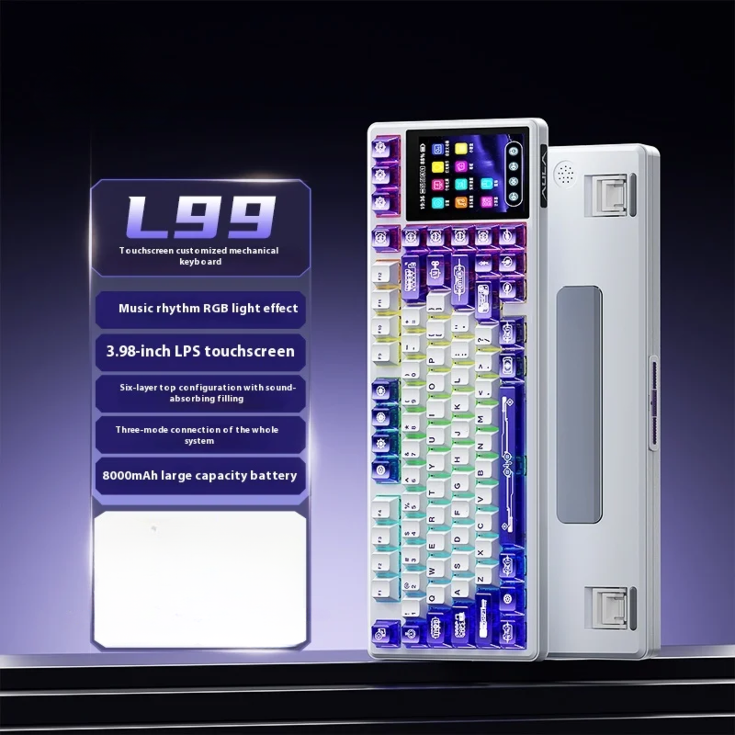RGB Mechanical Keyboard with Display Screen and Bluetooth Mode