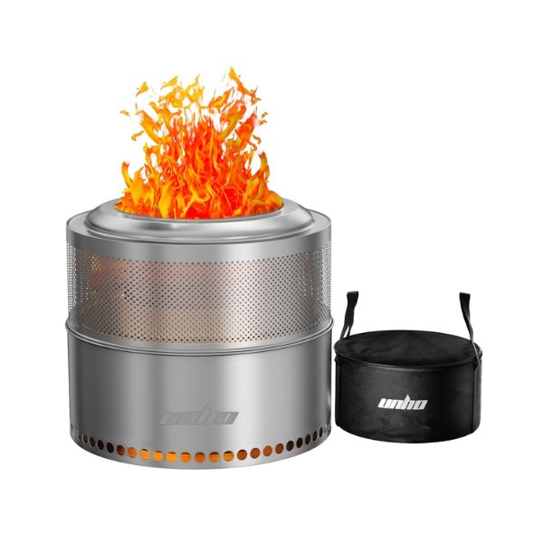 19-Inch Smokeless Stainless Steel Fire Pit Portable Outdoor Wood Burner
