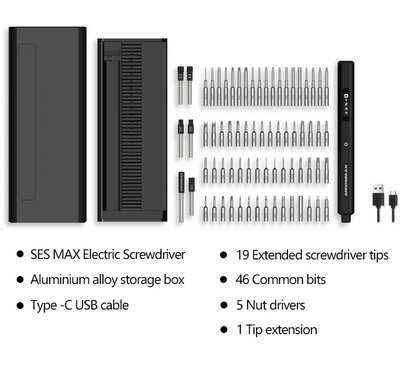 Cordless Precision Electric Screwdriver Set Smart Torque Control Black