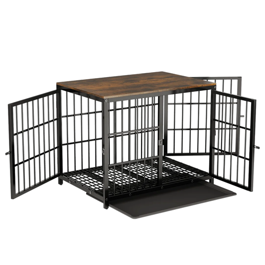 Heavy Duty Furniture Style Dog Crate Black Medium Size